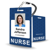 Load image into Gallery viewer, Navy Hexagon Custom ID Badge - BadgeSmith
