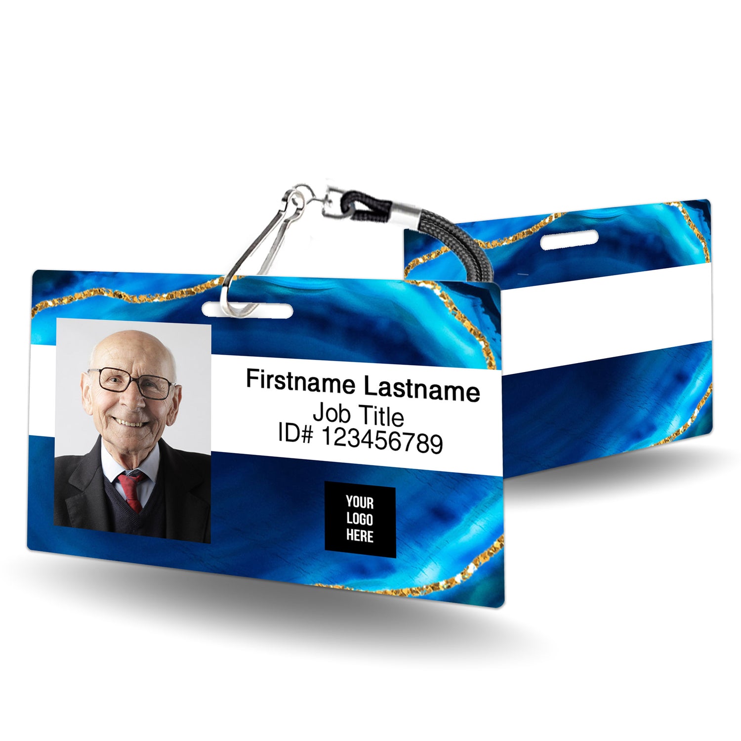 Blue Gold Abstract ID Badge