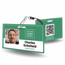 Load image into Gallery viewer, Custom Corporate Identification Badge - Personalized Employee ID Card Horizontal - BadgeSmith
