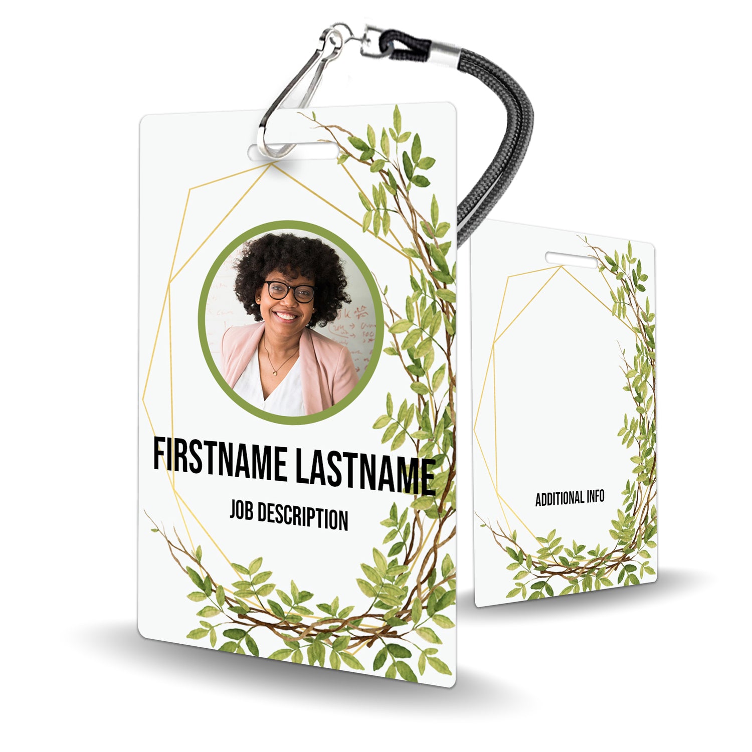 Green Vine Abstract ID Badge Custom - BadgeSmith