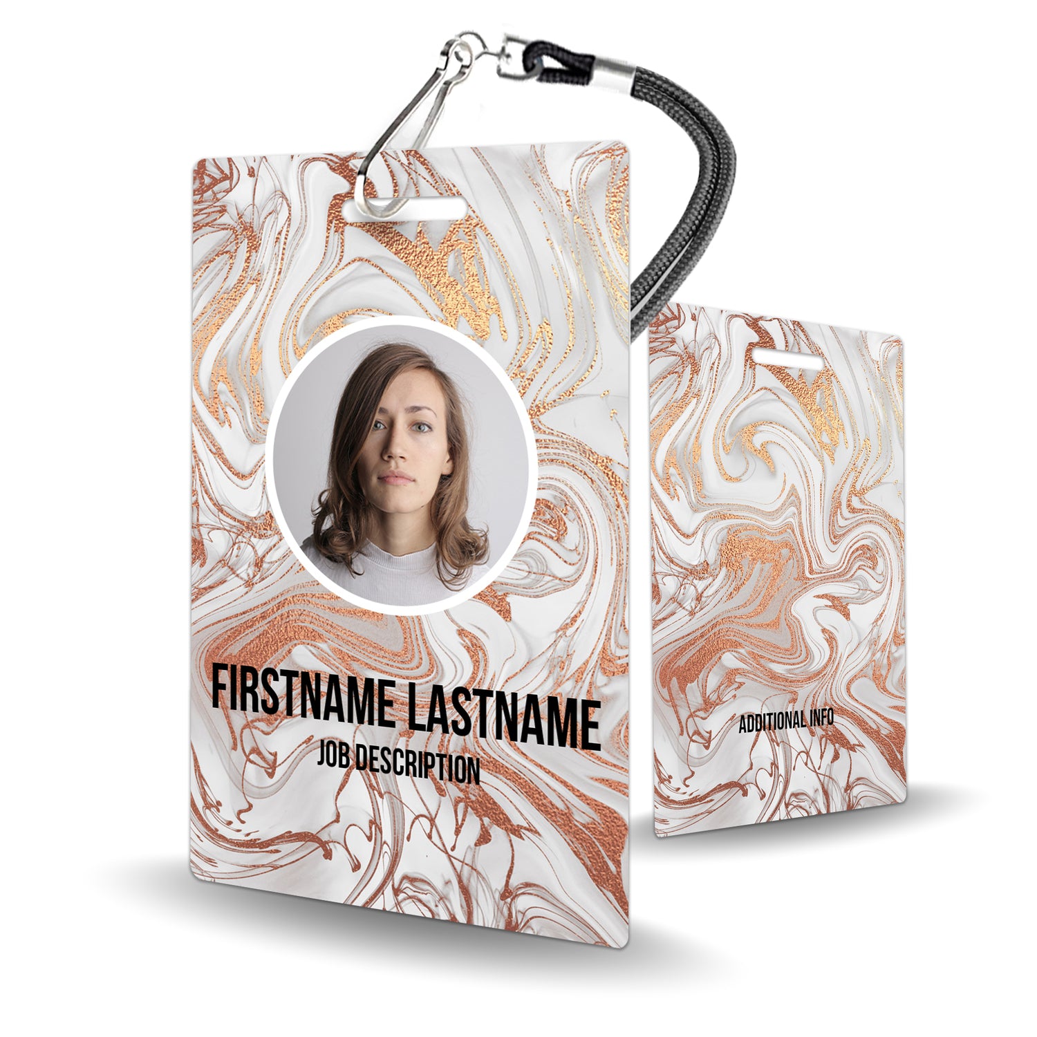 Rose Gold Marble ID Badge Custom - BadgeSmith