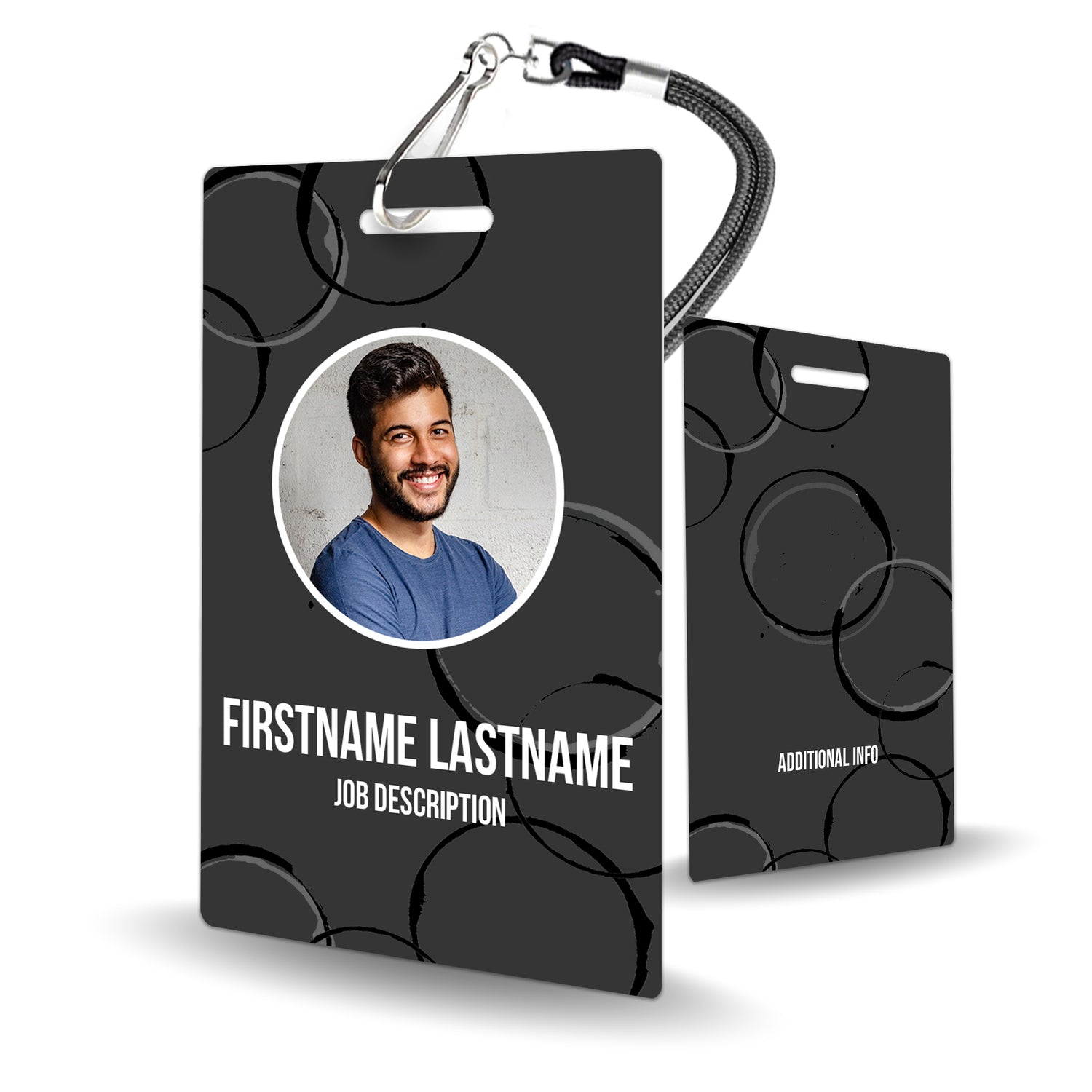 Grey Abstract Circle ID Badge Custom - BadgeSmith