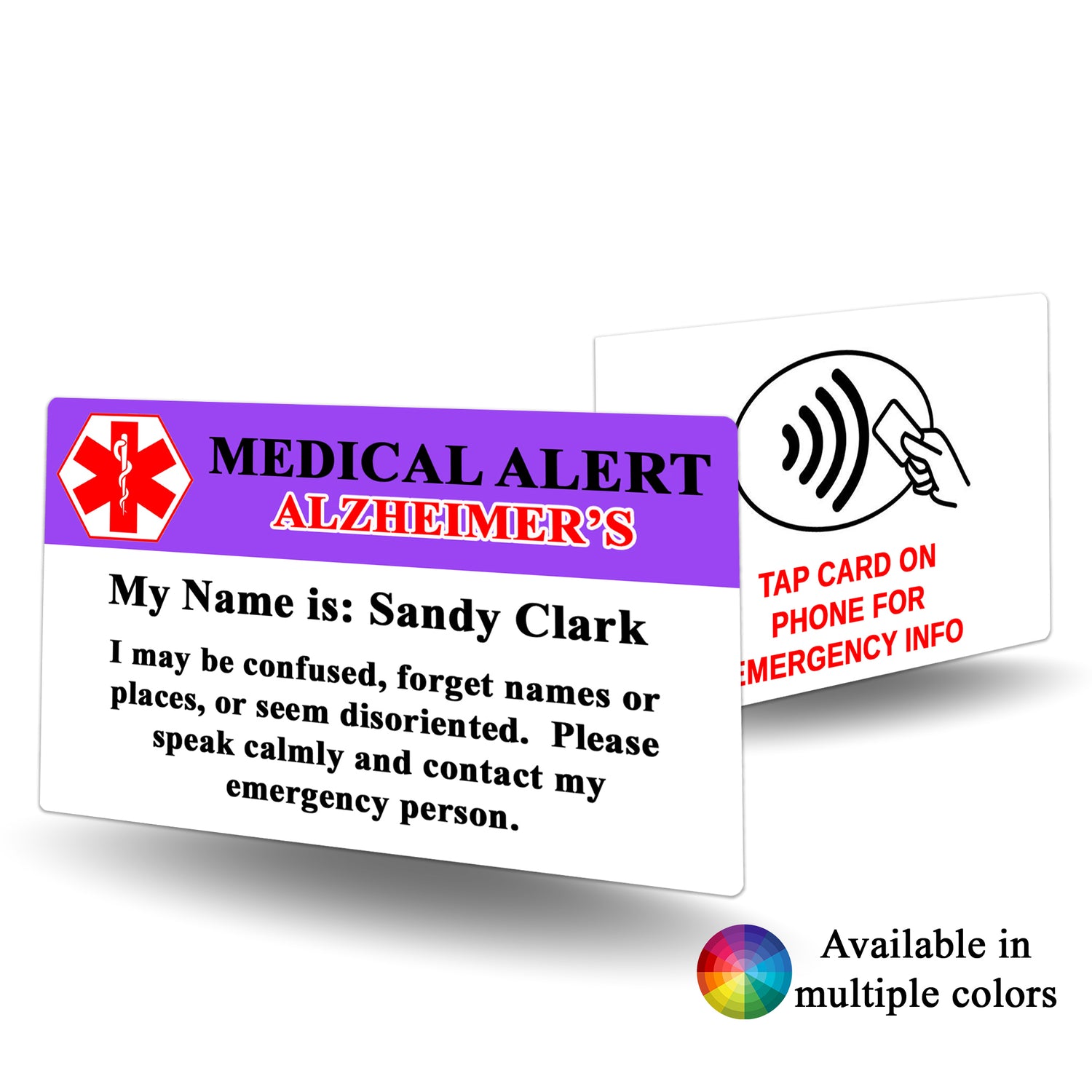 NFC Medical Alert Alzheimer's Card - BadgeSmith