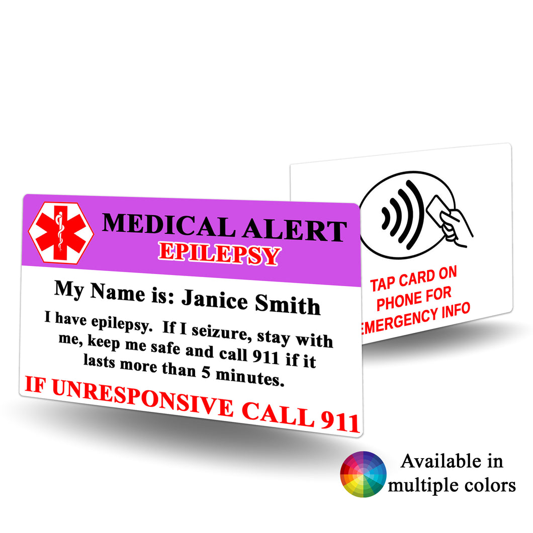 NFC Medical Alert Epilepsy Card - BadgeSmith