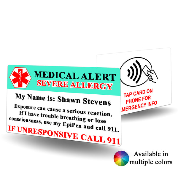 NFC Medical Alert Severe Allergy Card - BadgeSmith