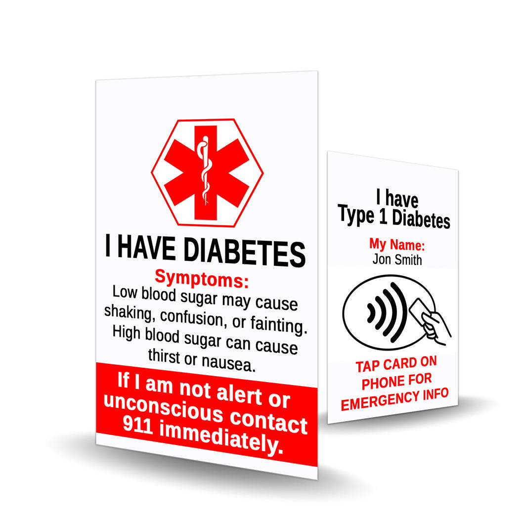 NFC Medical Alert Type 1 Diabetes Vertical Card - BadgeSmith