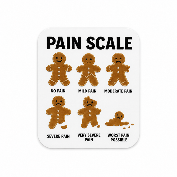 Pain Scale Gingerbread | Plastic Add-On - BadgeSmith