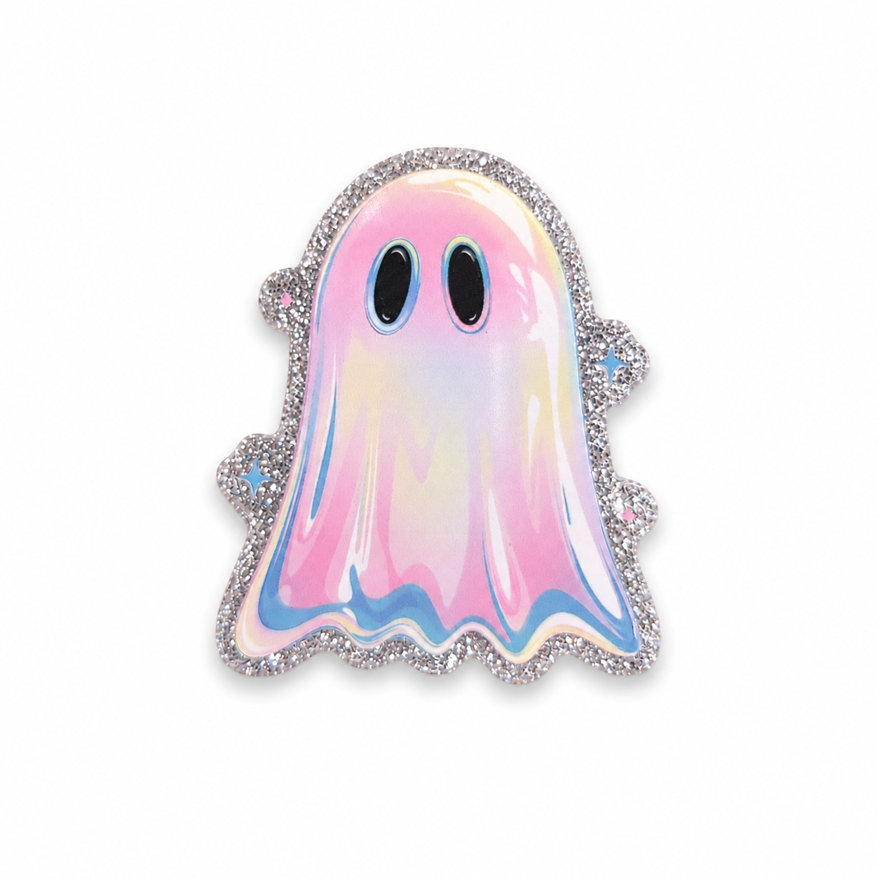 Pastel Glitter Ghost | Plastic Add-On - BadgeSmith
