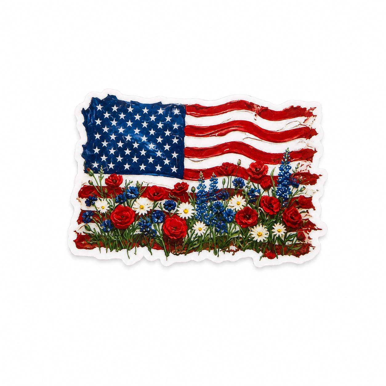 Patriotic Floral Flag | Plastic Add-On - BadgeSmith