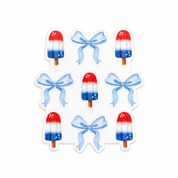 Patriotic Popsicle & Bow | Plastic Add-On - BadgeSmith