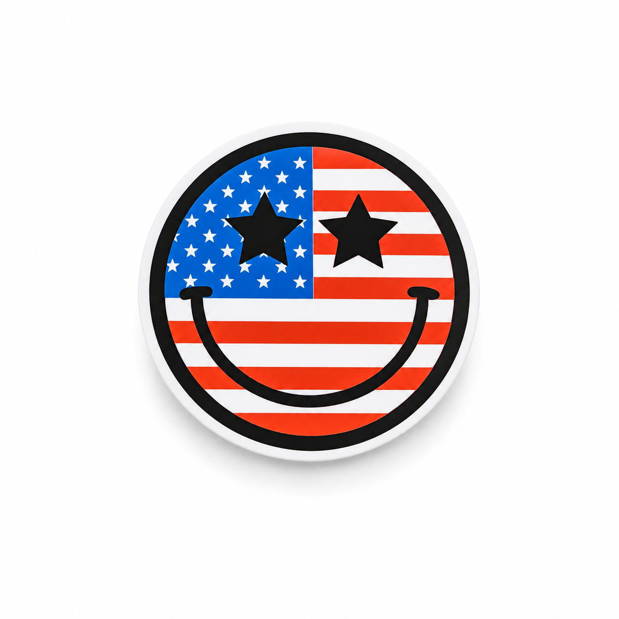 Patriotic Smiley Face | Plastic Add-On - BadgeSmith