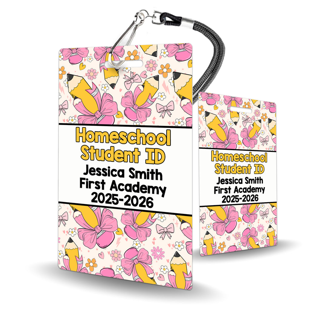 Homeschool Student ID Card Pencils and Bows