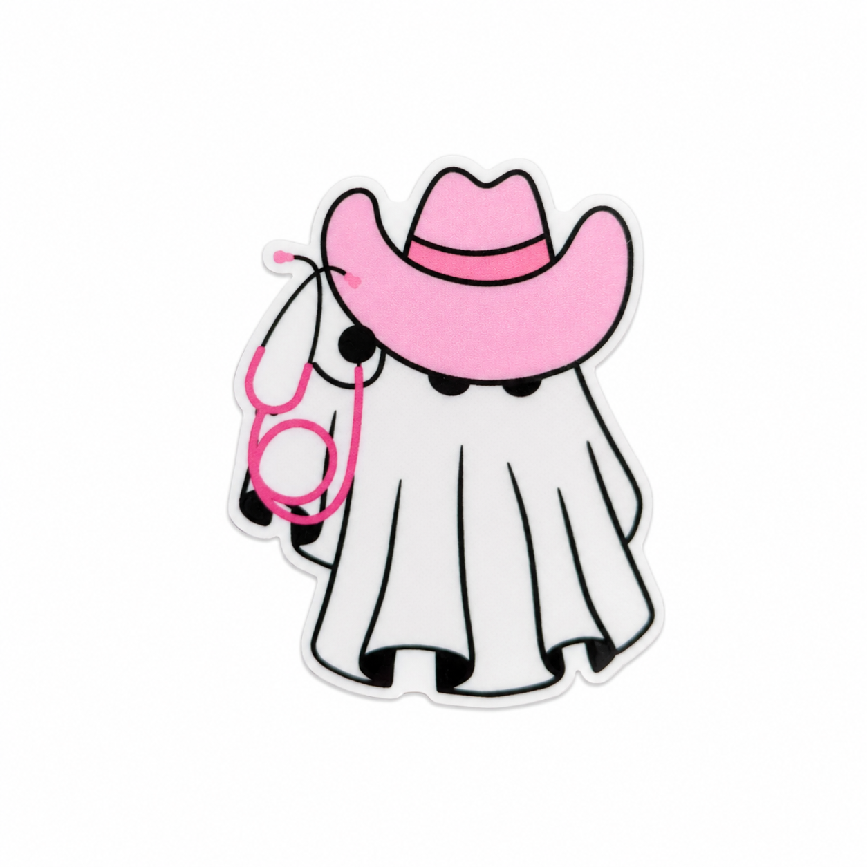 Pink Cowgirl Ghost with Stethoscope | Plastic Add-On - BadgeSmith