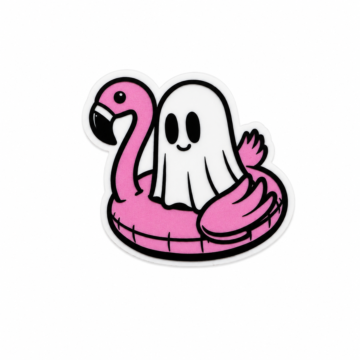 Flamingo Floaty Ghost | Plastic Add-On - BadgeSmith