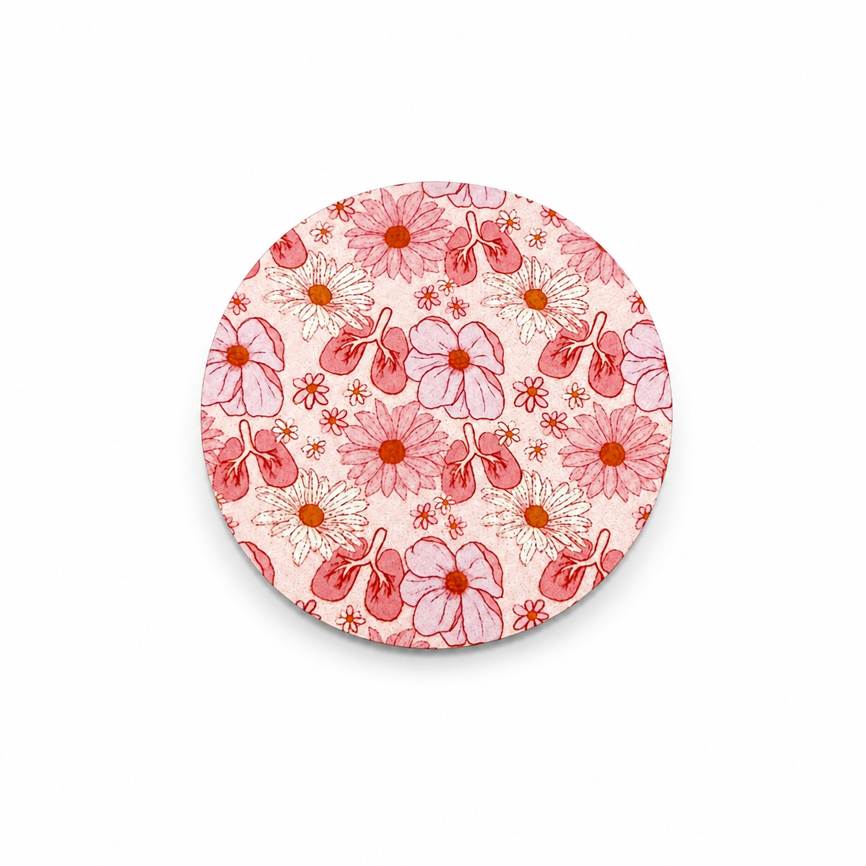 Pink Floral and Lungs | Hard Board Add-On - BadgeSmith