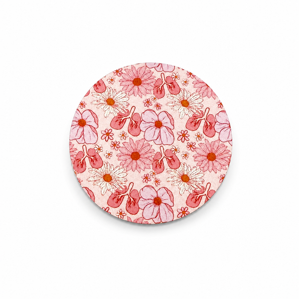 Pink Floral and Lungs | Hard Board Add-On - BadgeSmith