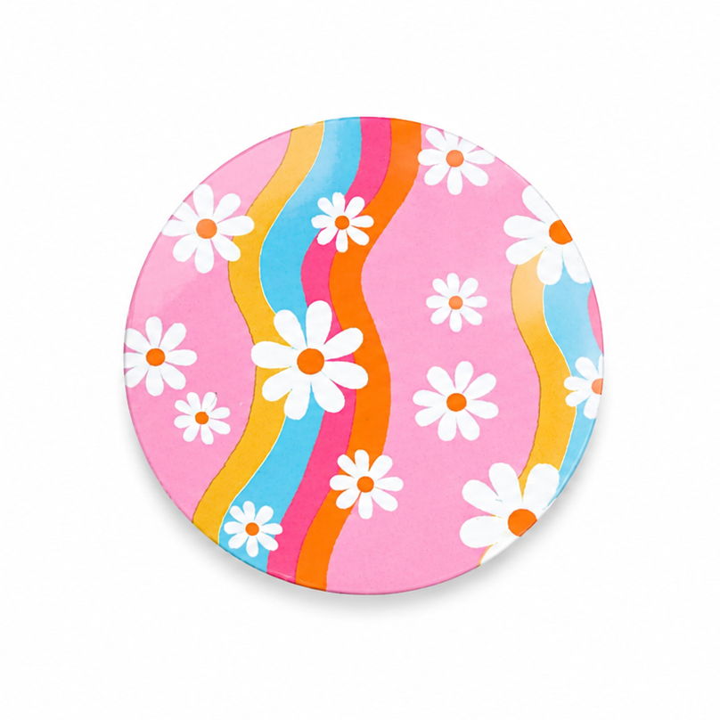Pink Wavy Floral | Hard Board Add-On - BadgeSmith