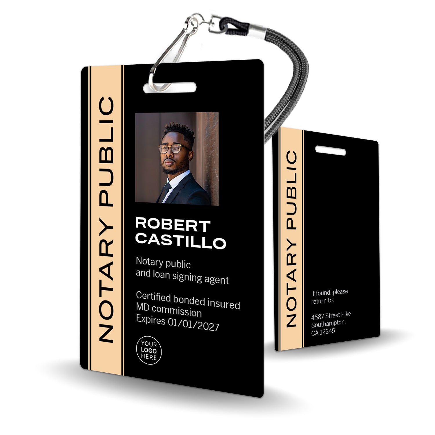 Professional Notary ID Badge - Customizable Design - BadgeSmith