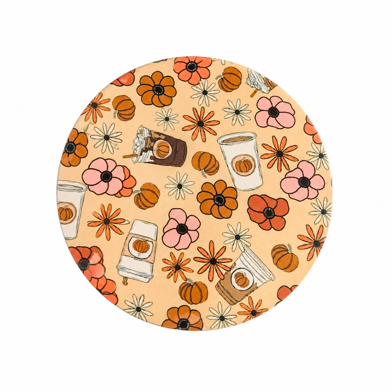 Pumpkin Coffee Floral | Hard Board Add-On - BadgeSmith
