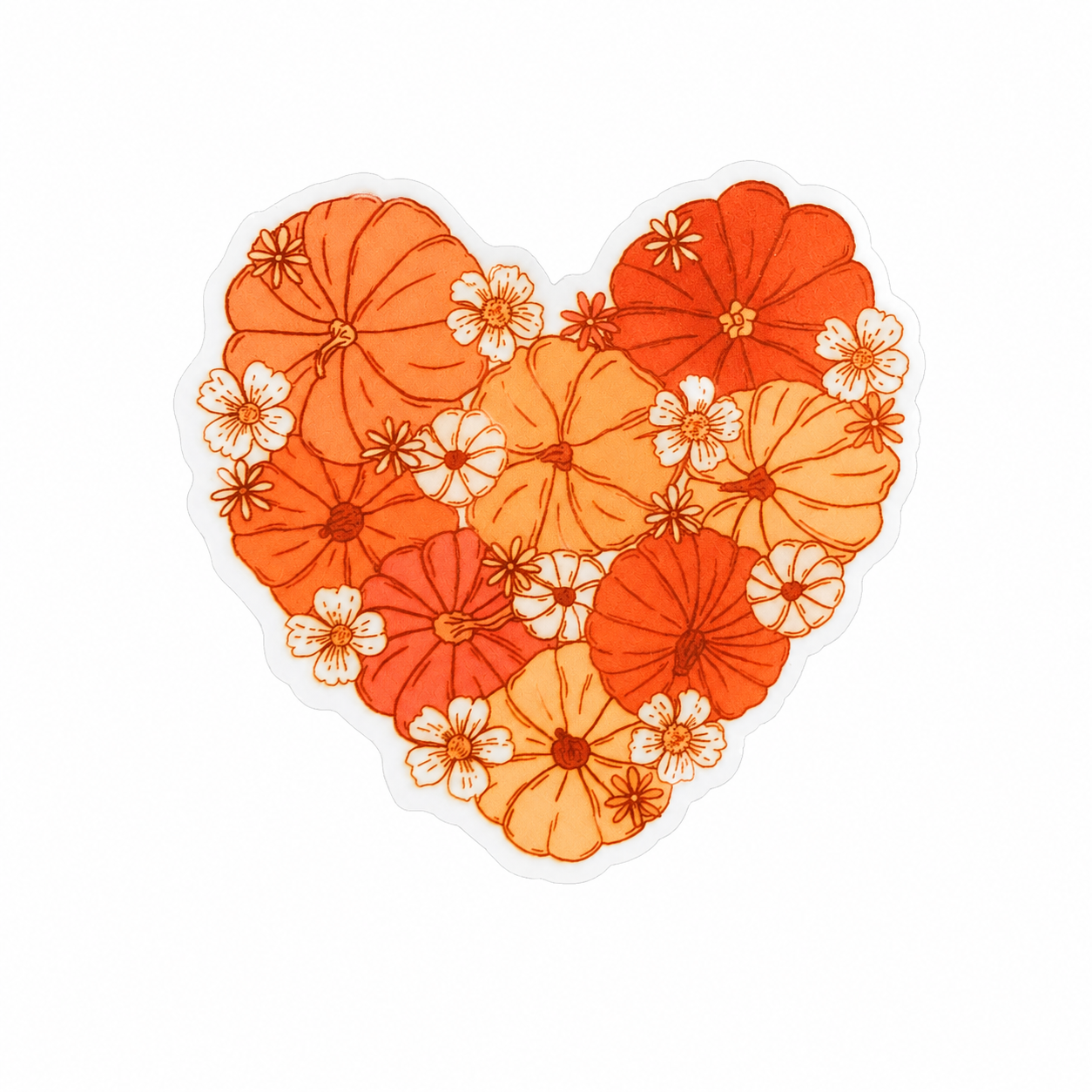 Pumpkin Flower Heart | Plastic Add-On - BadgeSmith