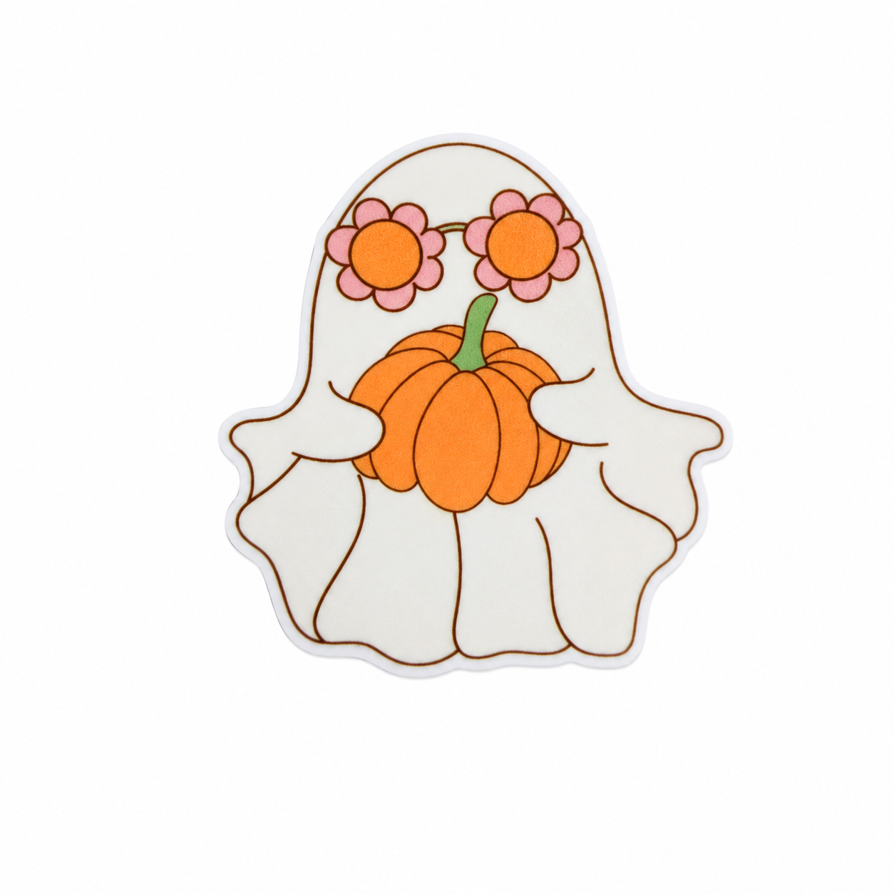 Groovy Pumpkin Ghost | Plastic Add-On - BadgeSmith