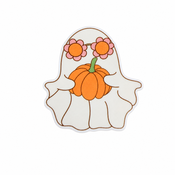 Groovy Pumpkin Ghost | Plastic Add-On - BadgeSmith
