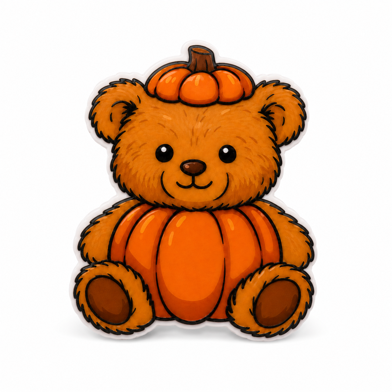 Pumpkin Teddy Bear | Plastic Add-On - BadgeSmith