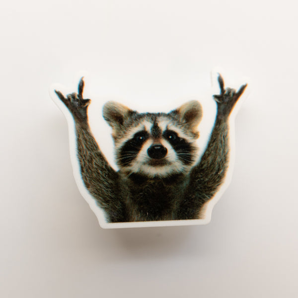 Rock On Raccoon Badge Charm - BadgeSmith