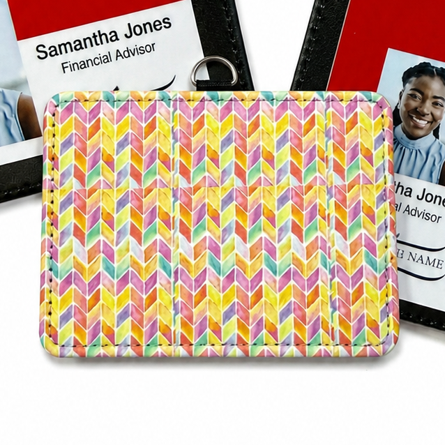 Rainbow Chevron ID Badge Holder