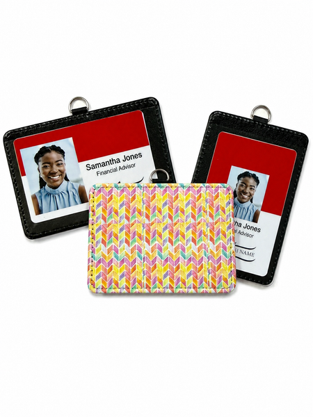 Rainbow Chevron ID Badge Holder