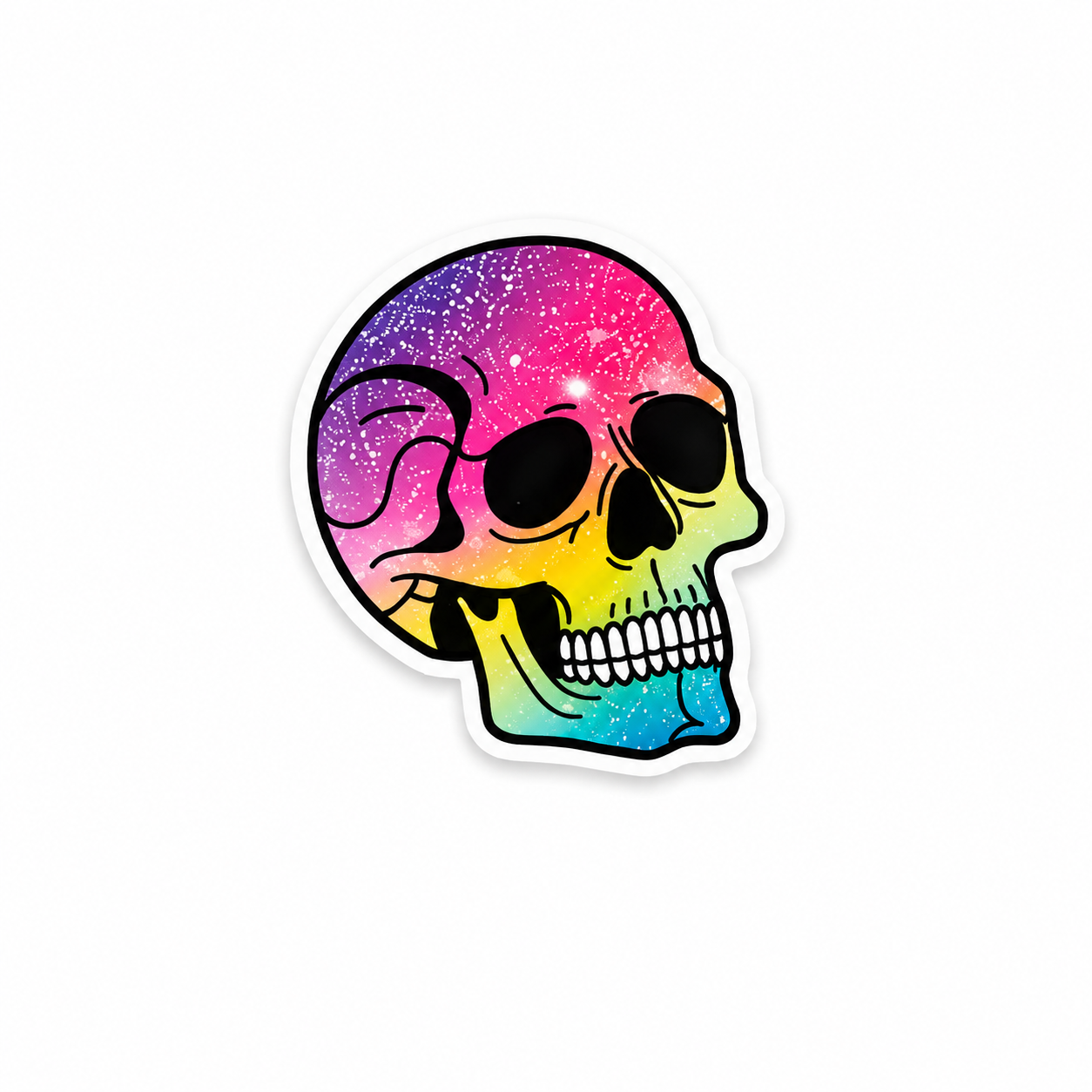 Rainbow Glitter Skull | Plastic Add-On - BadgeSmith