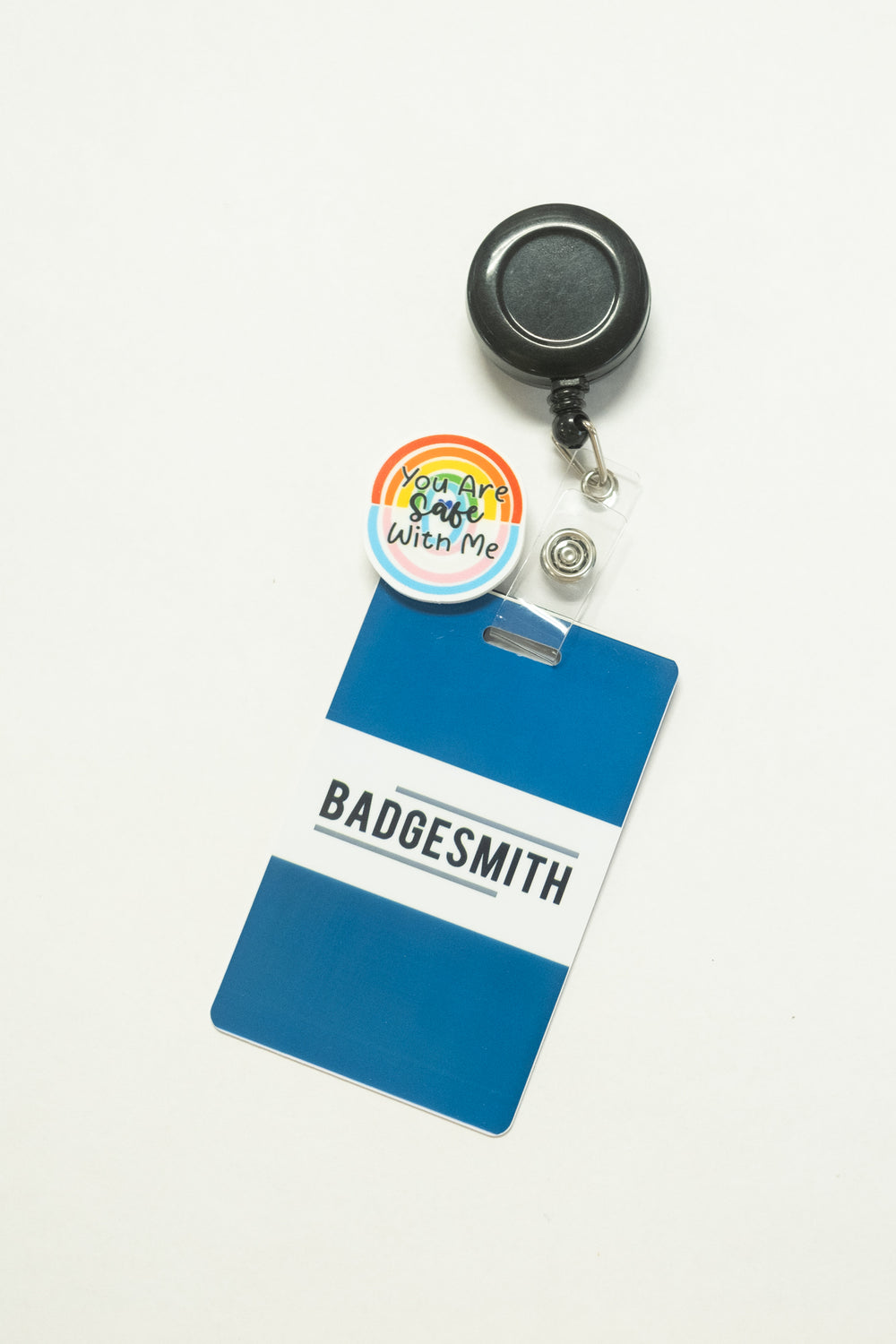 “You Are Safe With Me” Rainbow Badge Charm