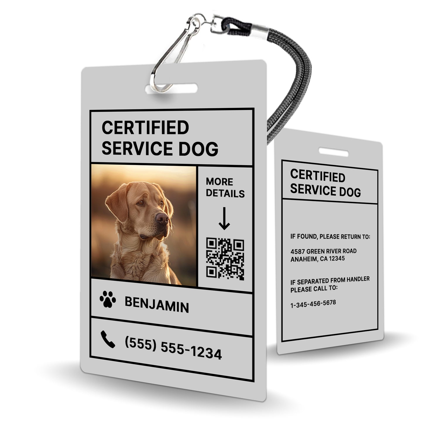 Service Animal ID Badge - Personalized Identification for Assistance Pets - BadgeSmith