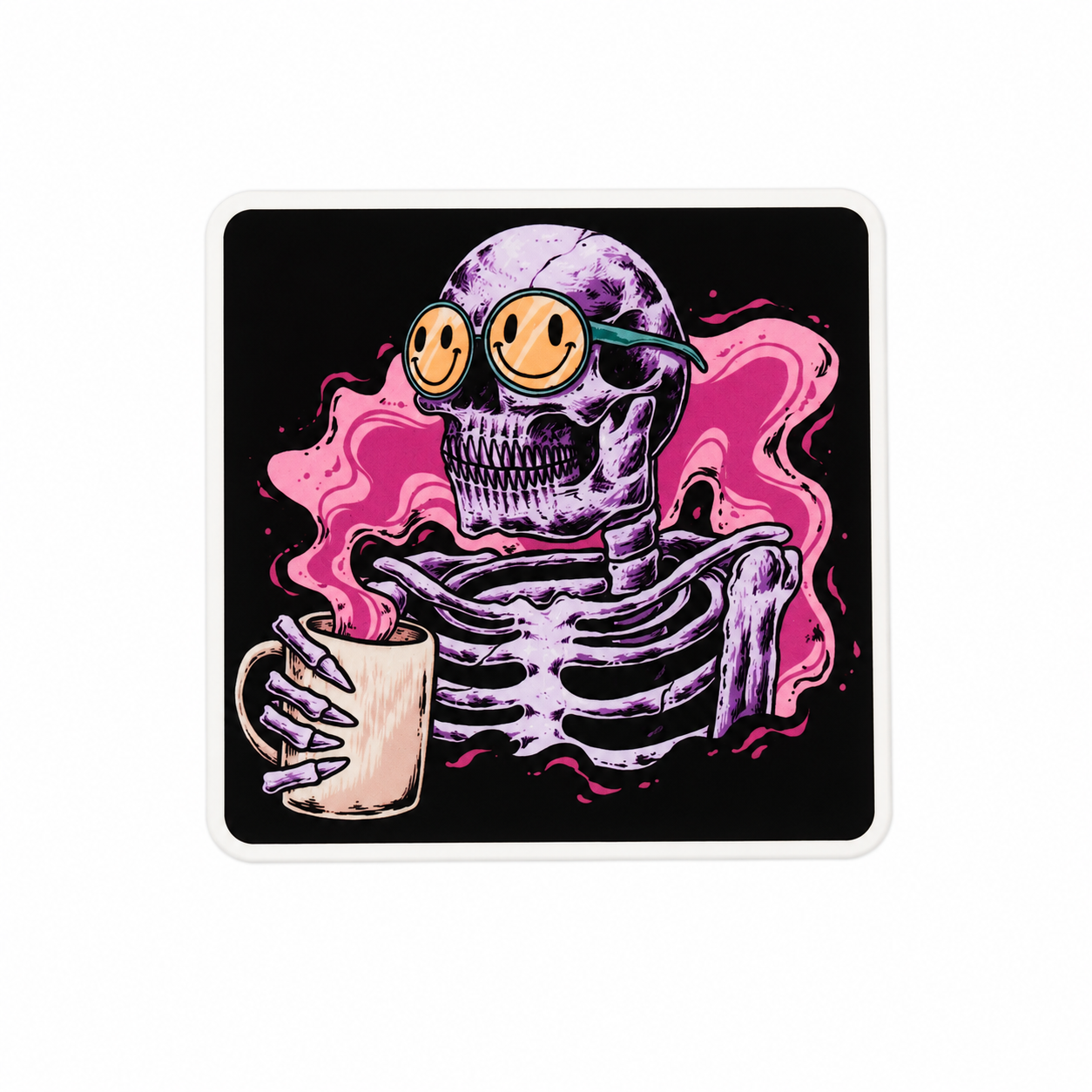 Coffee Skeleton Smile | Plastic Add-On - BadgeSmith
