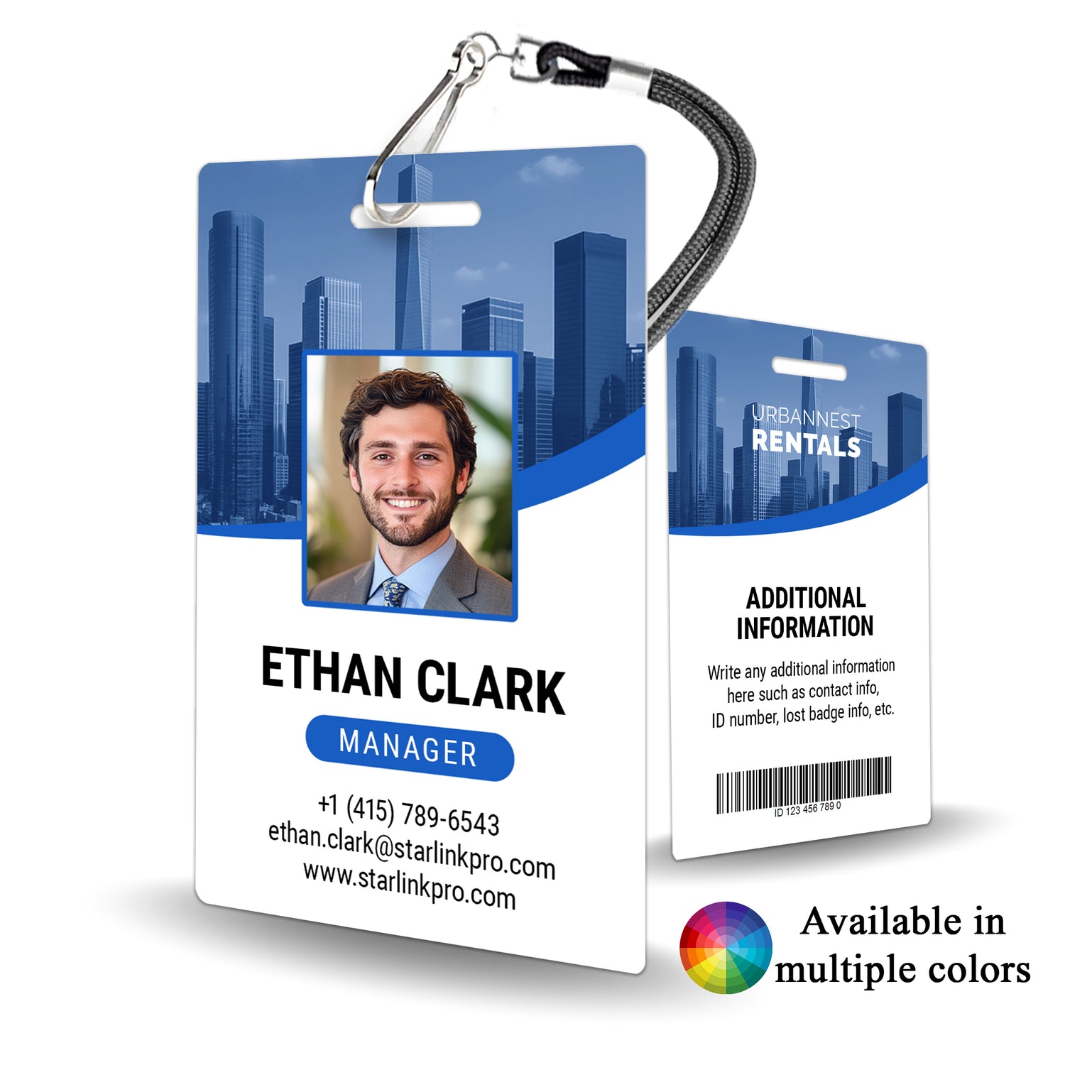 Skyline Theme Corporate Contact Badge Custom - BadgeSmith