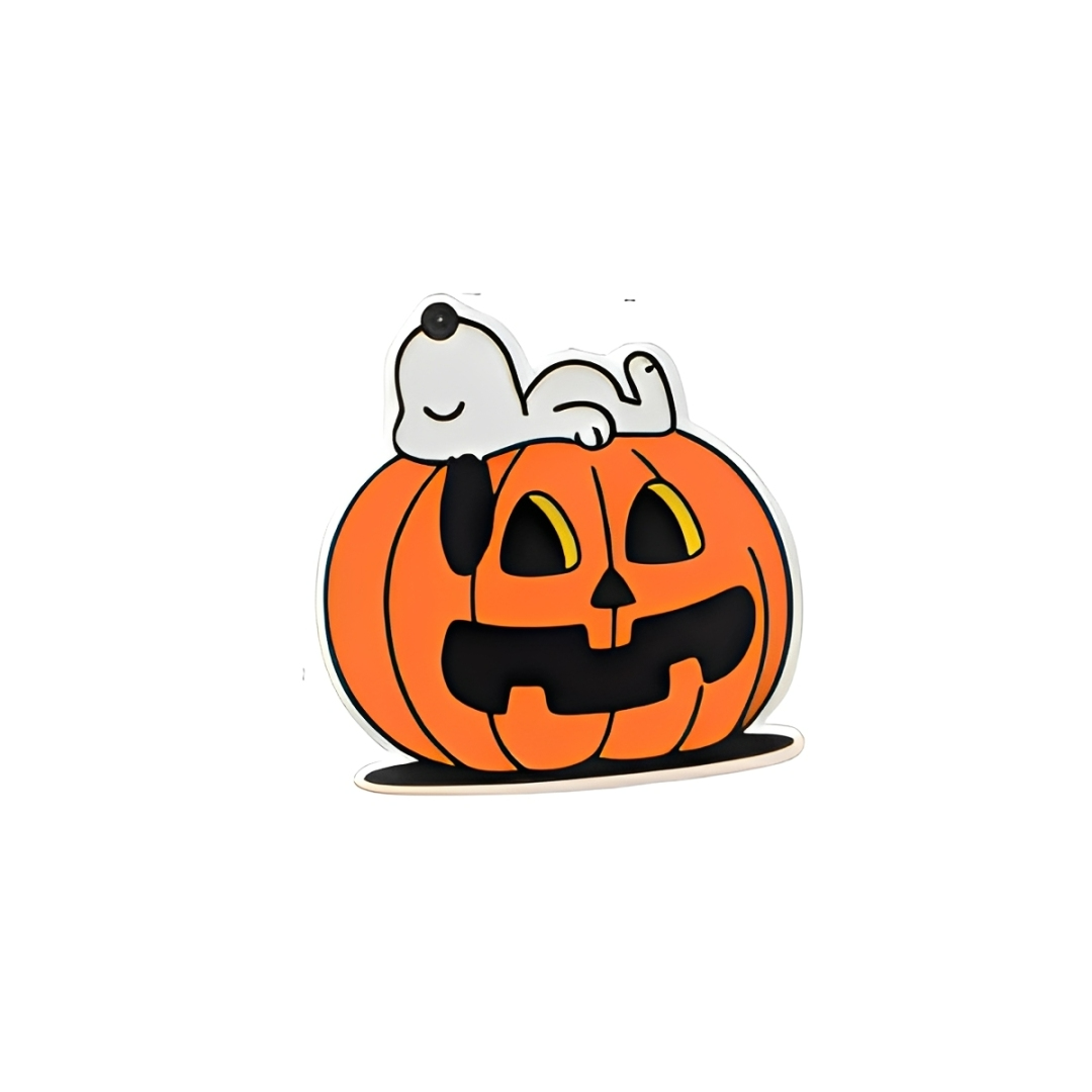 Snoopy On A Pumpkin | Plastic Add-On - BadgeSmith