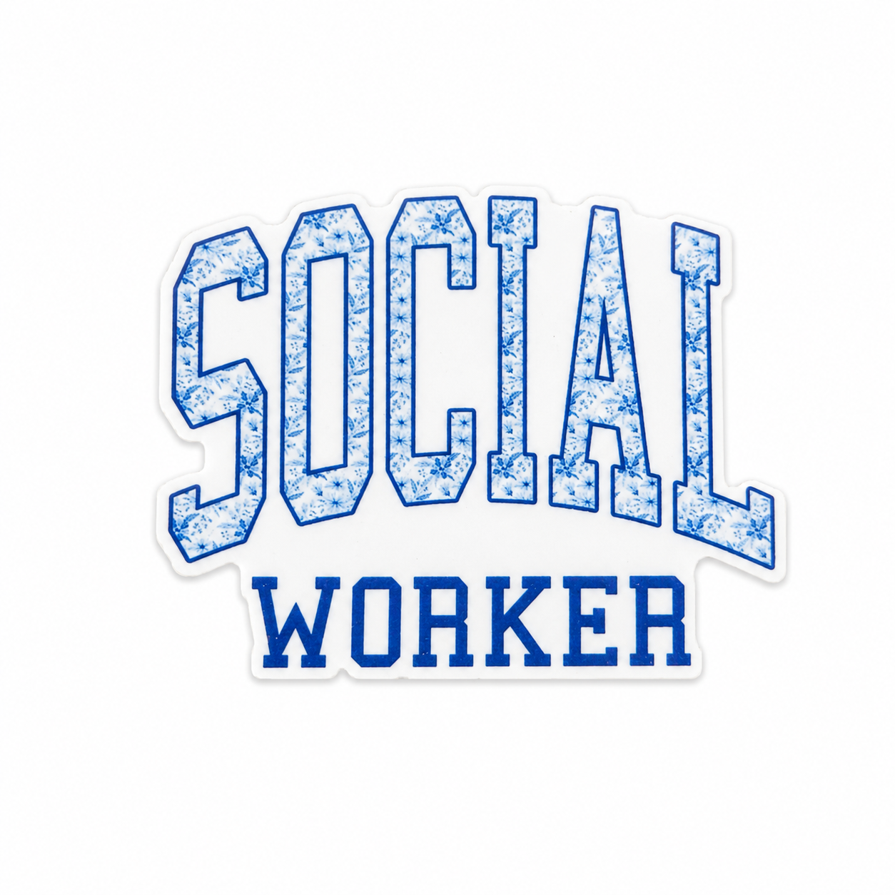 Social Worker, Blue Floral | Plastic Add-On - BadgeSmith