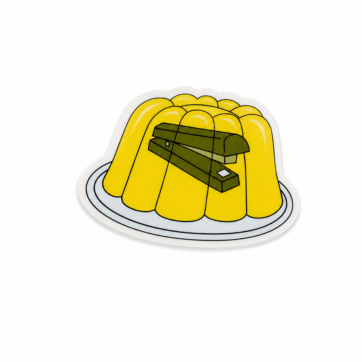 Stapler In Jello | Plastic Add-On - BadgeSmith
