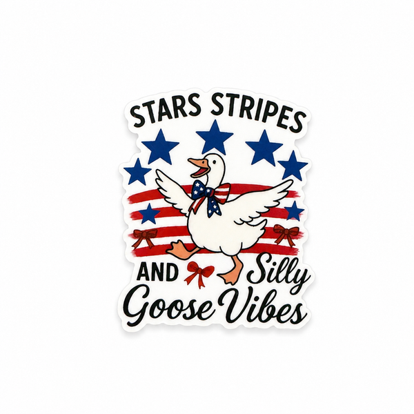Stars Stripes and Silly Goose Vibes | Plastic Add-On - BadgeSmith