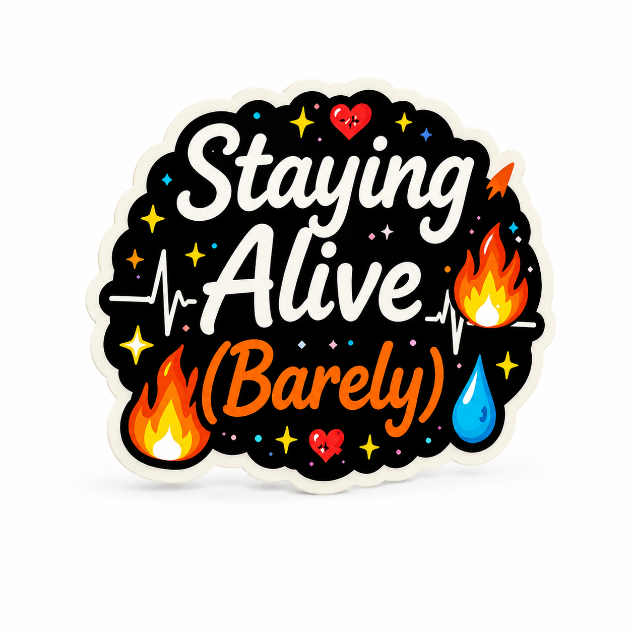 Staying Alive (Barely) | Plastic Add-On - BadgeSmith
