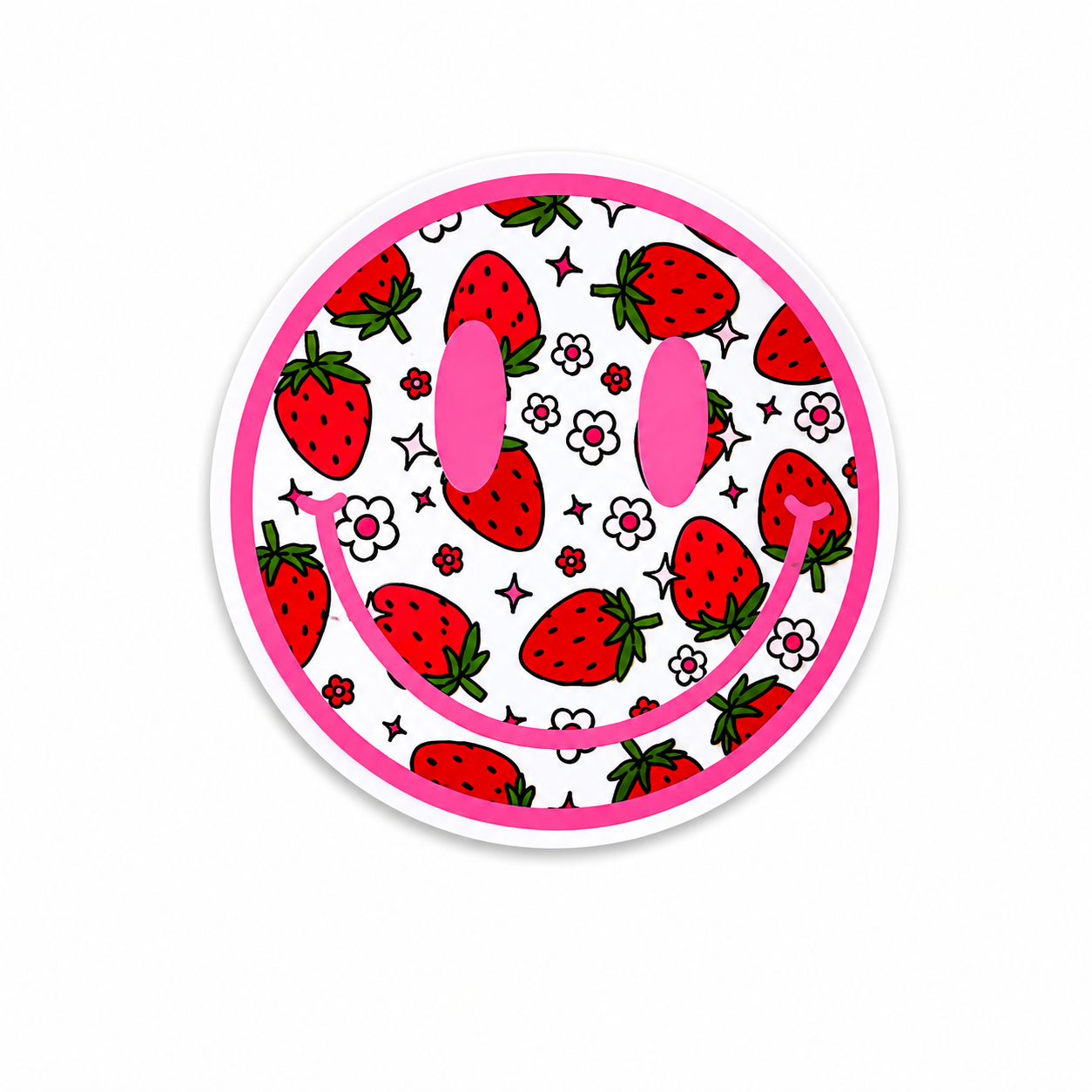 Strawberry Smiley Face | Plastic Add-On - BadgeSmith