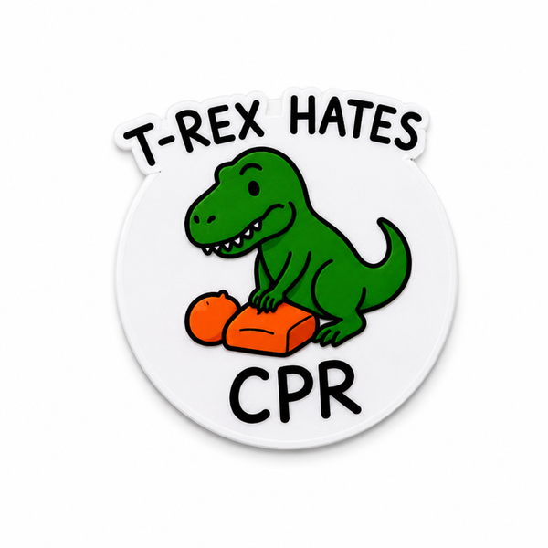 T-Rex Hates CPR | Plastic Add-On - BadgeSmith