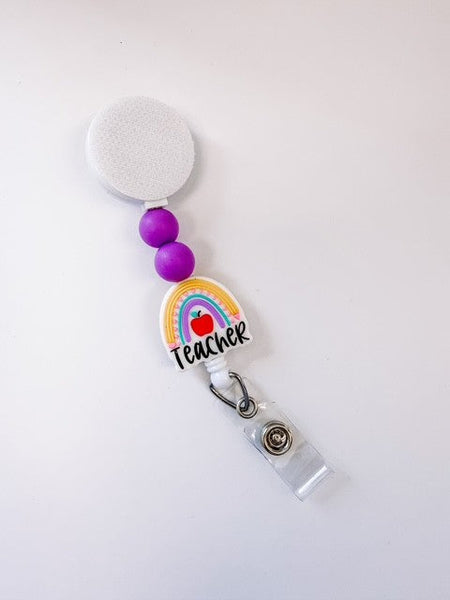 Teacher Rainbow Interchangeable Badge Reel - BadgeSmith