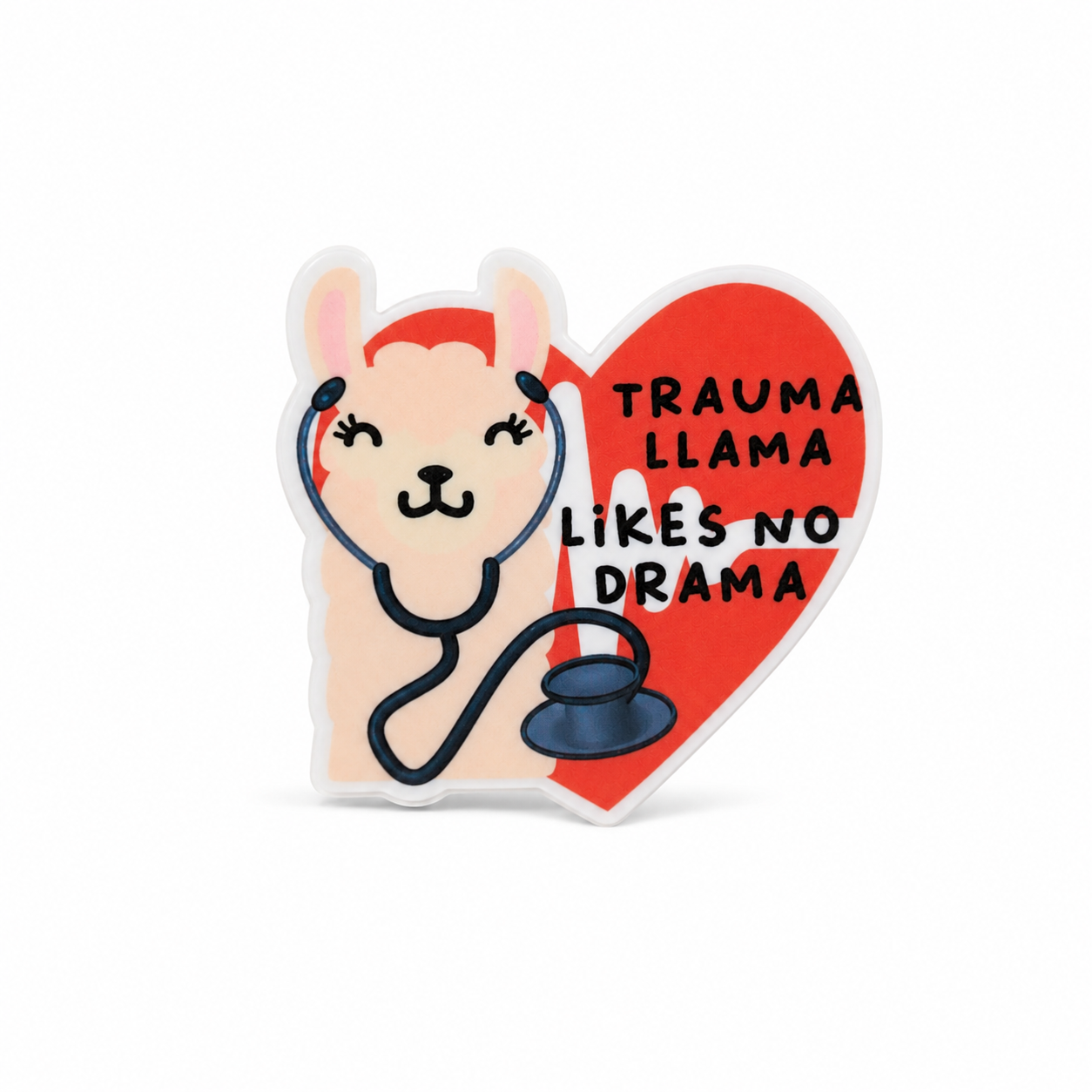 Trauma Llama Likes No Drama | Plastic Add-On - BadgeSmith