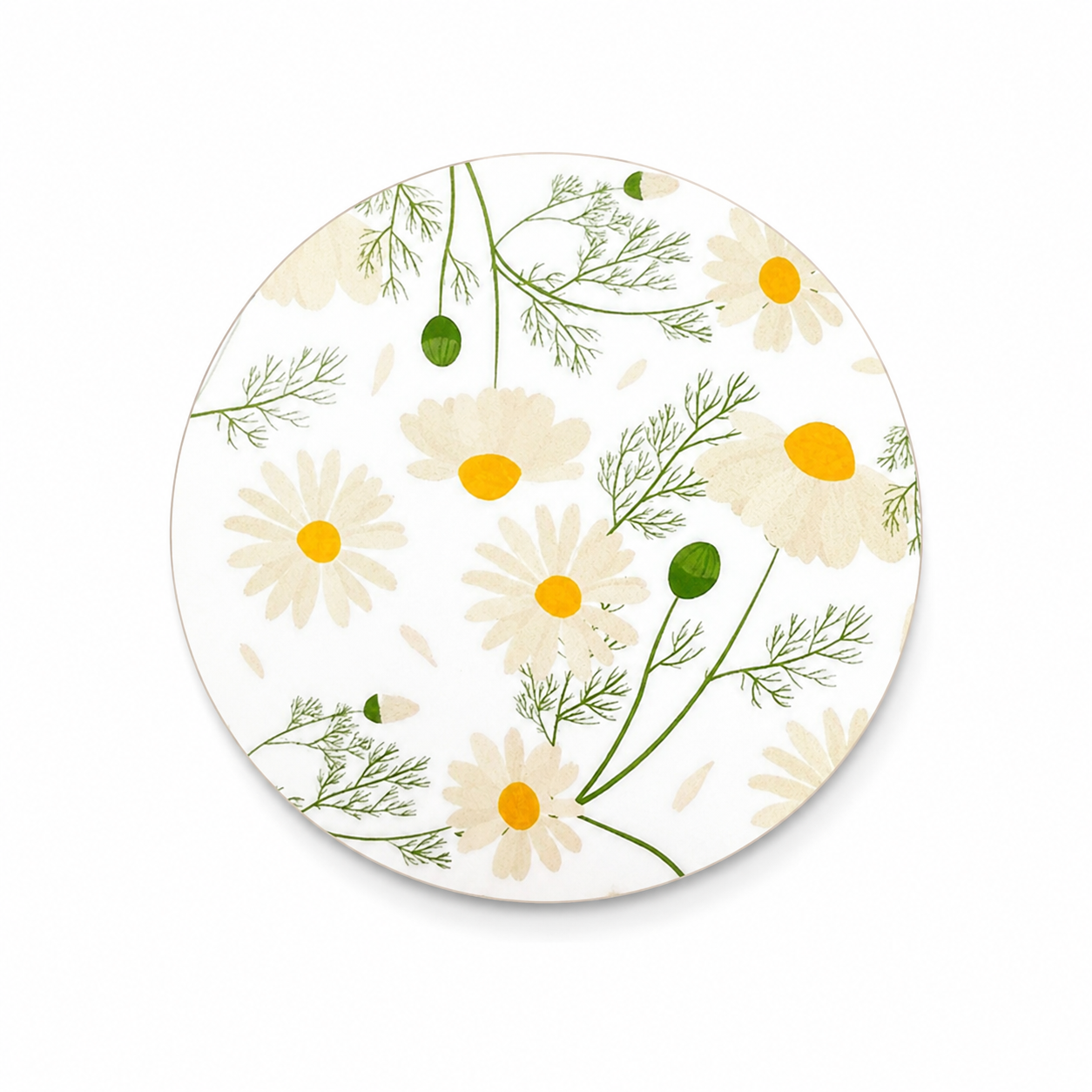 White Daisy Floral | Hard Board Add-On - BadgeSmith