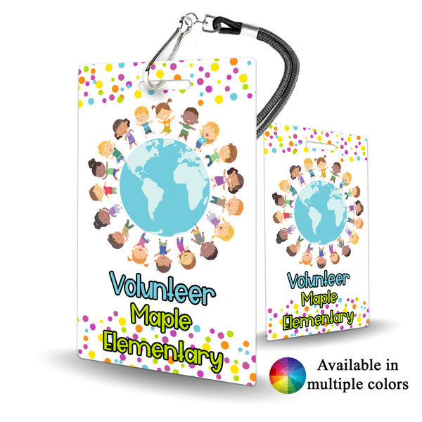 World Theme Volunteer Hall Pass - Elementary School - BadgeSmith