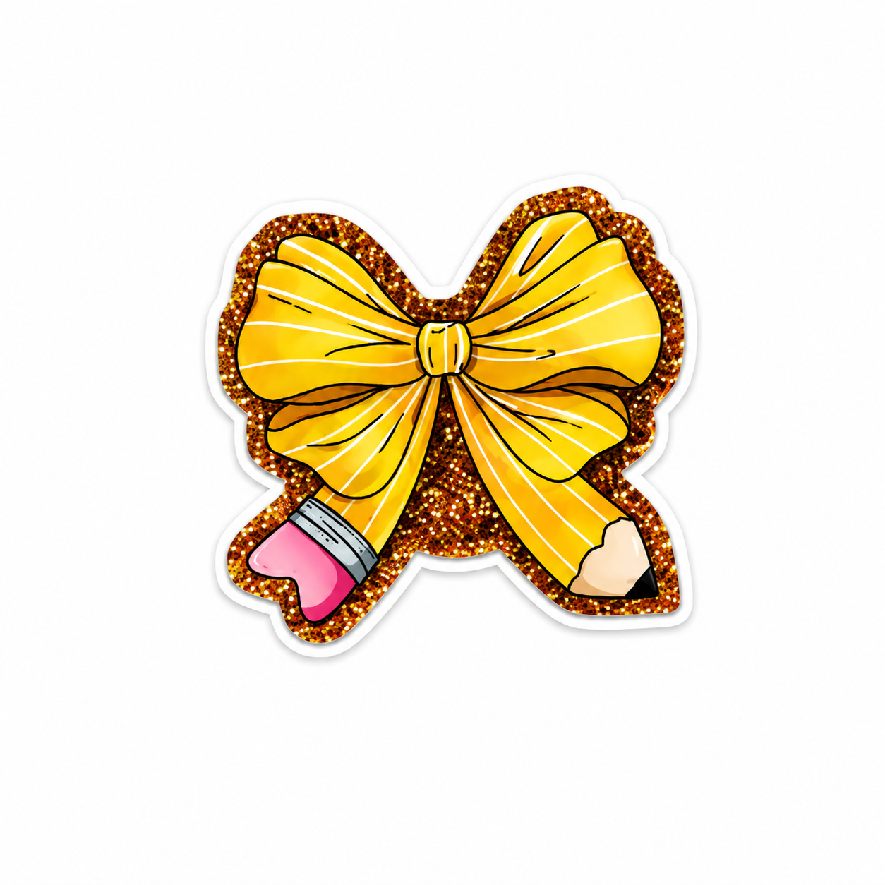 Glitter Pencil Bow | Plastic Add-On - BadgeSmith