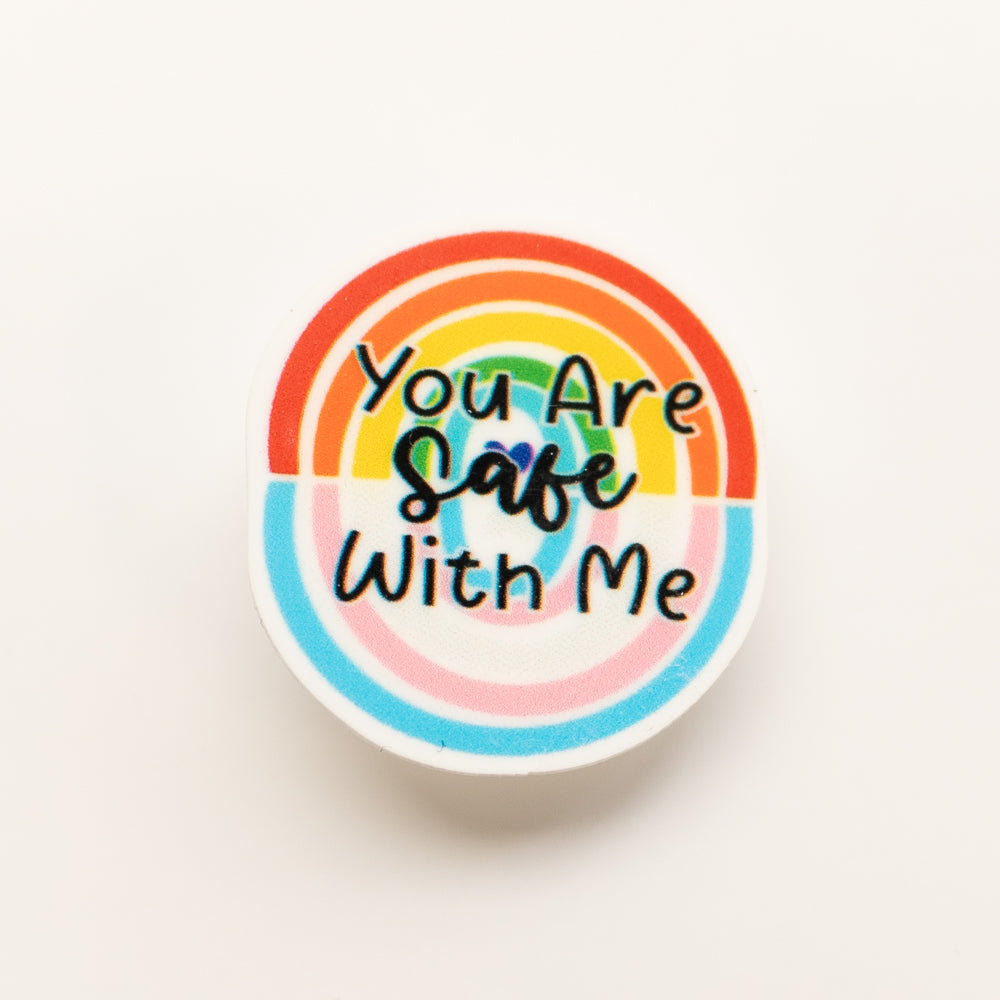 “You Are Safe With Me” Rainbow Badge Charm