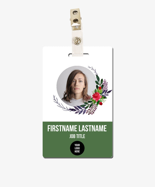 Green Floral ID Card - BadgeSmith