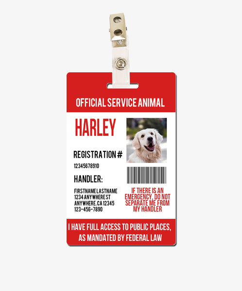 Red Service Animal Badge - BadgeSmith